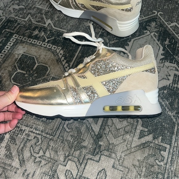 Ash Lux Metallic Glitter Trainer Sneakers size 38 US size 7.5 - Picture 3 of 11